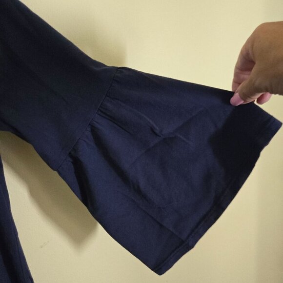 Lilly Pulitzer Navy Blue Teigen Dress 3/4 Bell Sleeve Henley Pima Cotton Size S - Picture 5 of 8